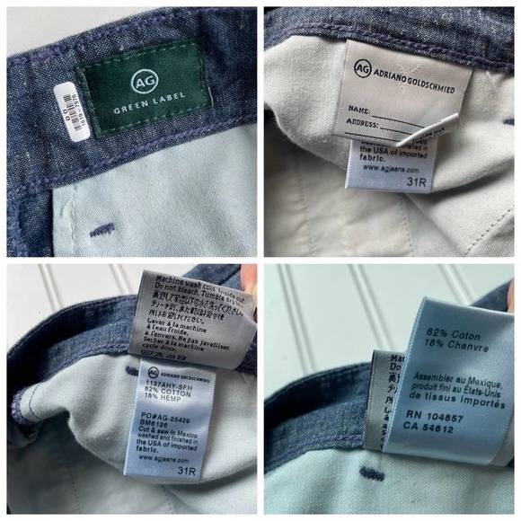 AG Adriano Goldschmied Denim Chambray Trouser Pant Blue Size 31R Green Label - Picture 7 of 11